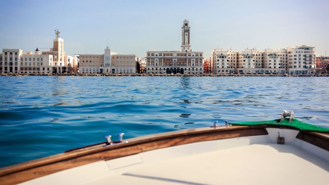 Boat tour along the Bari coastline